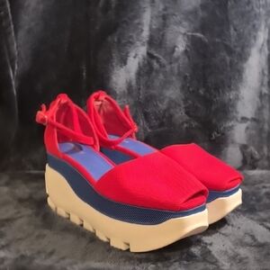 Jeffrey Campbell Red and Navy Platform Shoes